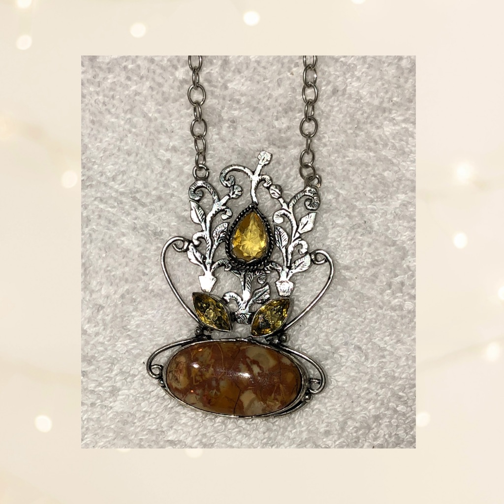 Jasper And Citrine Accented Pendant Necklace